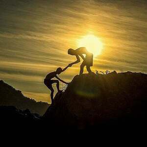 sunset, men, silhouettes