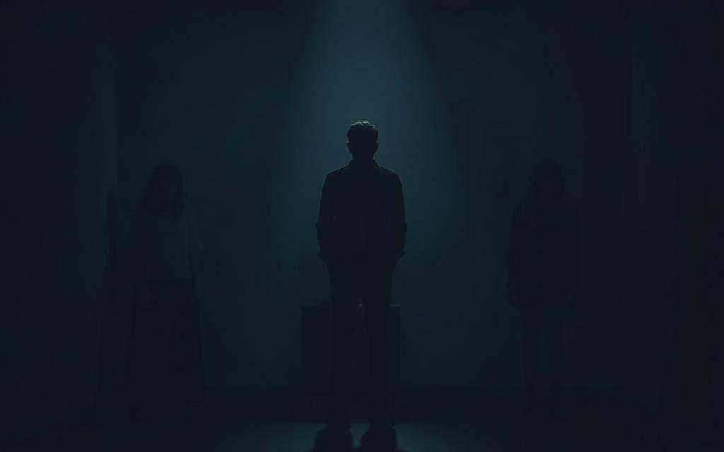 A dimly lit room, shadows cast across the walls, creating an atmosphere of unease and uncertainty. In the center, a figure stands, their face obscured, gaslighting the viewer, sowing seeds of doubt and emotional insecurity. The room is filled with a hazy, dreamlike quality, as if reality itself is being questioned and distorted. Subtle hints of manipulation and control linger in the air, leaving the viewer unsettled and disoriented. A sense of vulnerability and fragility permeates the scene, reflecting the devastating impact of gaslighting and emotional manipulation.