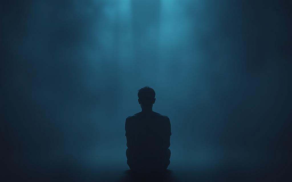 A dimly lit room, the air heavy with melancholy. In the foreground, a lone figure sits with their back turned, their body language conveying a sense of emotional withdrawal and disconnection. Hazy, muted colors envelope the scene, creating an atmosphere of emotional distance and isolation. The middle ground is blurred, suggesting a lack of engagement with the surrounding environment. In the background, a sense of emptiness and solitude pervades, as if the figure has retreated into their own inner world, leaving the rest of the world behind. The image evokes a palpable sense of emotional distancing, capturing the essence of ghosting, withdrawal, and passive detachment.