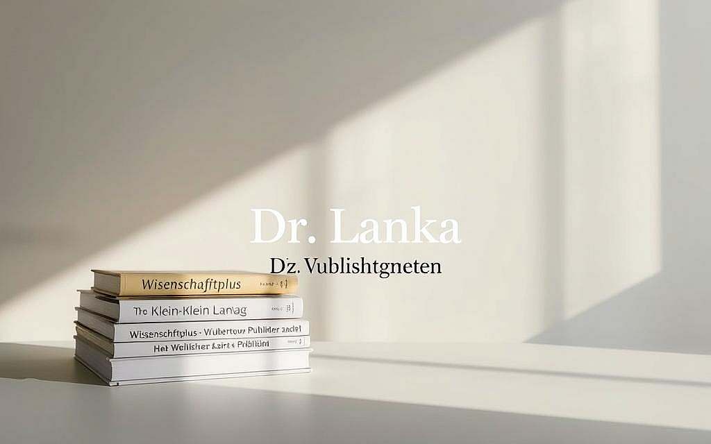 A meticulously designed book cover showcasing the published works of Dr. Lanka, set against a clean, minimal backdrop. The foreground features a stack of his books, their spines prominently displaying the titles "Wissenschafftplus" and "Klein-Klein-Verlag". The books are illuminated by soft, directional lighting, casting subtle shadows that add depth and dimensionality to the scene. In the middle ground, a simple, elegant title treatment presents "Dr. Lanka Veröffentlichungen" in a refined, typographic style. The background maintains a neutral, muted tone, allowing the focal point of the published materials to take center stage. The overall aesthetic conveys a sense of academic rigor, scientific credibility, and the thoughtful curation of Dr. Lanka's scholarly works.