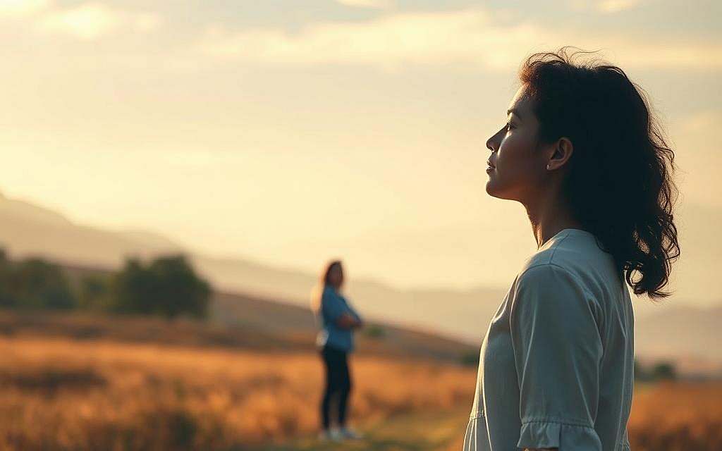 A serene and contemplative scene, where a thoughtful individual stands in the foreground, their gaze directed inward, reflecting on their own health and well-being. The background is a warm, natural landscape, with soft lighting casting a gentle glow over the scene. The figure is positioned with a sense of confidence and agency, symbolizing the development of health competence - the transformation from passive "test subject" to an empowered, informed, and self-aware individual. The composition evokes a sense of balance, harmony, and the journey towards greater personal autonomy in matters of health and healthcare.