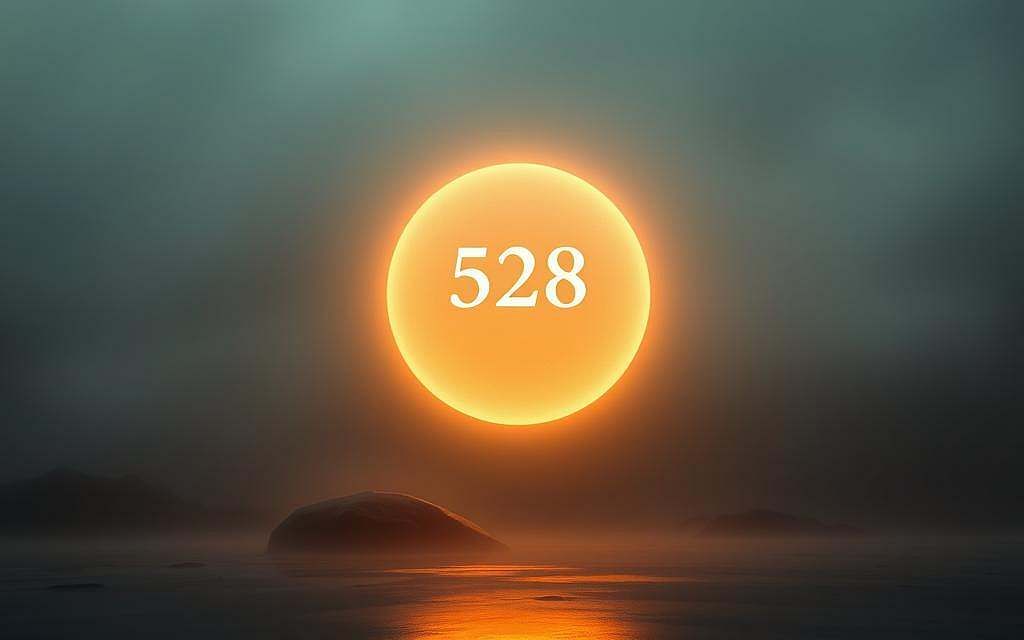 A serene and ethereal image of a glowing, pulsating sphere of light against a dimly lit, meditative background. The sphere emanates a soft, golden-hued radiance, its frequency vibrating at 528 Hz, the "love frequency" associated with the Euphorbia plant's healing properties. The background is a tranquil, mist-shrouded landscape, with subtle hints of natural elements like rocks, foliage, or water, creating a sense of balance and harmony. The lighting is soft and diffused, enhancing the contemplative and restorative atmosphere. The composition is centered and symmetrical, focusing the viewer's attention on the mesmerizing frequency sphere. An image that evokes a profound sense of spiritual rejuvenation and the remarkable healing powers of the natural world.