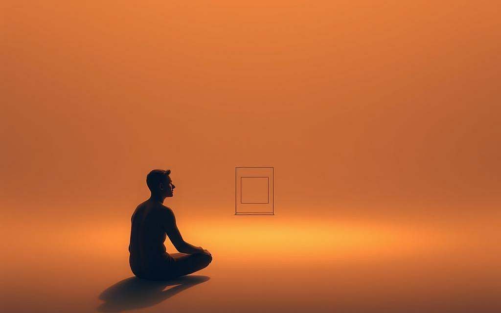 A serene, contemplative scene depicting the concept of "Objektivität" (objectivity). In the foreground, a lone figure sits in a thoughtful pose, bathed in warm, diffused lighting that casts a soft glow. The figure's expression is one of concentration, their gaze directed inwards. In the middle ground, a minimalist geometric structure, perhaps a representation of objective reason or rationality, stands in subtle contrast to the human form. The background is a muted, neutral palette, conveying a sense of detachment and separation from the external world. The overall atmosphere is one of introspection, balance, and the pursuit of impartial understanding, evoking the philosophical themes of rationalism and the quest for objective truth.