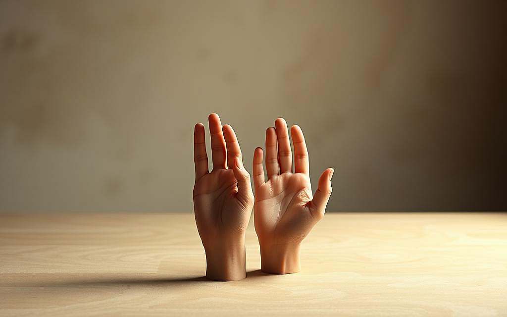 A serene, minimalist composition showcasing the duality of handedness and personality. In the foreground, two delicate hands - one left, one right - emerge from a muted, earthy background, their contrasting positions symbolizing the versatility and uniqueness of each individual. The lighting is soft and diffused, casting gentle shadows that accentuate the hands' graceful forms. The middle ground features a subtle interplay of textures, hinting at the complex interplay between physical traits and inner attributes. The background is a calming, abstract expanse, allowing the focus to remain on the central motif and its psychological implications. The overall mood is contemplative, inviting the viewer to ponder the nuanced relationship between handedness and personality.