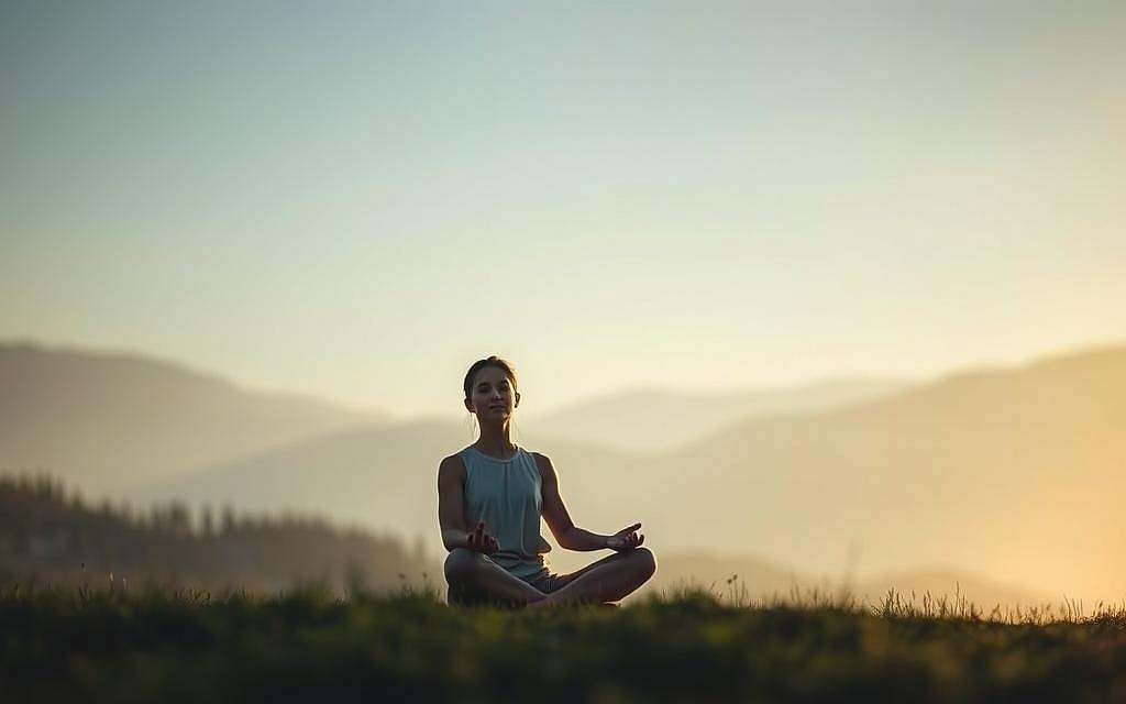 A tranquil scene of deep contemplation and inner reflection. In the foreground, a serene figure sits in a lotus position, their eyes closed and expression peaceful, as if lost in the depths of their own consciousness. Soft, diffused lighting illuminates the scene, creating an atmosphere of calm and introspection. The background is a serene, minimalist landscape, perhaps a mountain meadow or a secluded forest glade, conveying a sense of solitude and isolation from the outside world. The overall mood is one of profound stillness and heightened awareness, inviting the viewer to join the figure on a journey inward, towards the expansive realms of meditation and contemplation.
