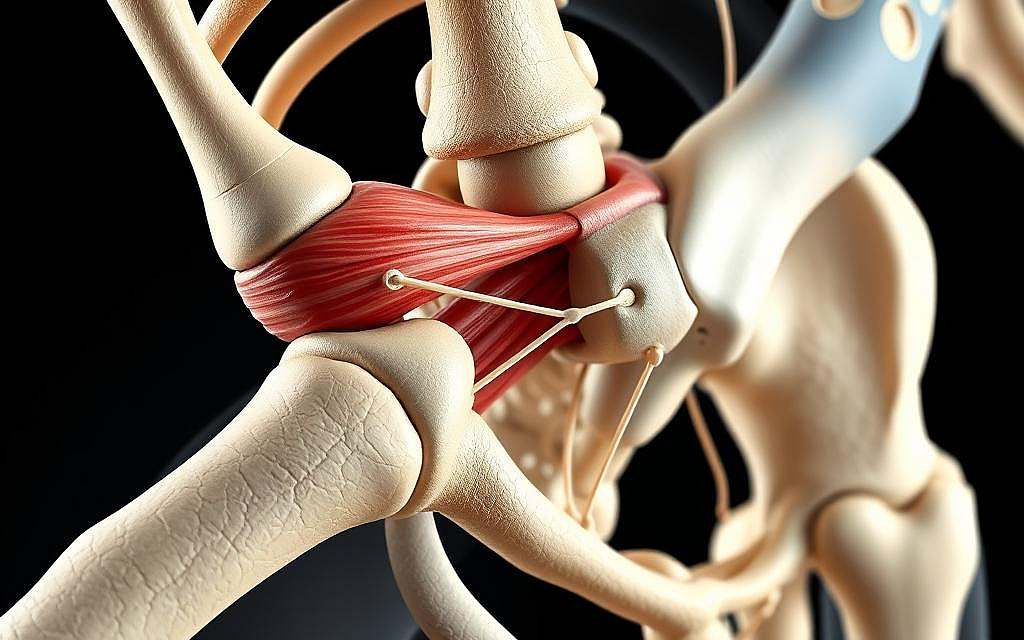 Detailed illustration of the bone-muscle interaction, showcasing the intricate network of connective tissues and their dynamic synergy. A cross-sectional view reveals the intricate structural integration, with skeletal muscles firmly attached to the underlying bone structure via tendons and ligaments. Subtle textures and high-contrast lighting accentuate the musculature and the complex web of connective fibers, creating a visually captivating and anatomically accurate representation. The overall composition emphasizes the interdependence and symbiotic relationship between the skeletal and muscular systems, providing a comprehensive understanding of their essential collaboration in supporting movement and maintaining skeletal health.