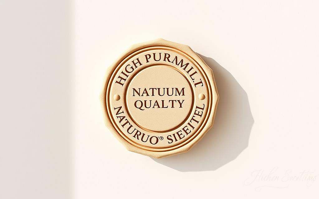 A high-quality, premium Naturkosmetik Siegel set against a clean, elegant background. The seal is prominently displayed, its intricate design and authentic materials clearly visible. Soft, natural lighting illuminates the seal, creating a sense of authenticity and quality. The background is minimalist, allowing the seal to be the central focus, conveying a message of purity, sustainability, and trustworthiness. The overall composition is balanced, with the seal occupying the foreground, surrounded by ample negative space to create a sense of simplicity and refinement. The image should inspire confidence in the viewer that this Naturkosmetik Siegel represents a product of the highest standards.