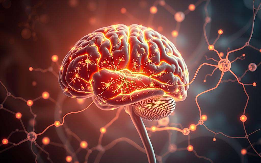A human brain and nervous system entwined with the intricate web of the immune system, illuminated by glowing synapses and pulsing lymphatic vessels. The scene is bathed in a soft, warm light that emanates from within, casting an ethereal, contemplative atmosphere. Intricate diagrams and molecular structures hover in the background, hinting at the complex interplay between the mind and the body. The composition is balanced, with the central focus on the interconnected systems, conveying the profound unity of psyche and soma. The overall impression is one of scientific elegance and profound insight into the hidden connections that shape our health and well-being.