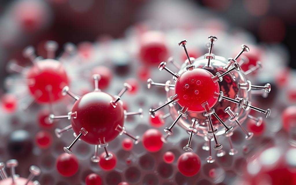 A meticulously detailed, high-resolution image depicting the nanoscale manipulation of synthetic blood cells using advanced nanotechnology. The scene showcases a microscopic view of the intricate interplay between engineered nanomachines and the cellular components of blood, captured with a sharp, scientific lens. The image conveys a sense of precision and technological sophistication, highlighting the potential medical applications and ethical considerations surrounding this powerful biotechnological innovation. The color palette is muted, lending an air of clinical objectivity, while the lighting emphasizes the delicate structures and processes at work. The overall composition strikes a balance between technical accuracy and aesthetic appeal, intended to illustrate the complexities of this emerging field of cell manipulation.