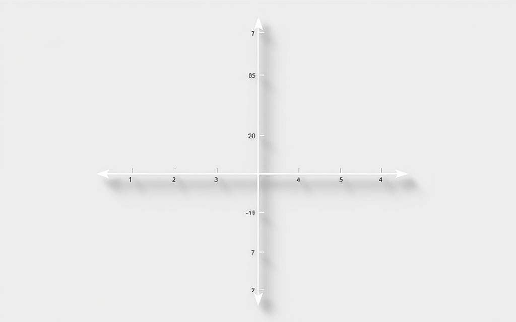 A minimalist, high-contrast vector illustration of a two-dimensional Cartesian coordinate system. The x and y axes intersect at the origin, forming four quadrants. The axes are defined by thin, crisp lines in a muted, neutral palette, possibly grayscale or black and white. The gridlines are subtle, guiding the eye towards the core structure. The composition has a sleek, technical aesthetic, emphasizing the geometric simplicity and mathematical precision of the coordinate system. Indirect lighting casts gentle shadows, adding depth and dimensionality to the shapes. The overall mood is one of analytical clarity, rational thinking, and conceptual focus.