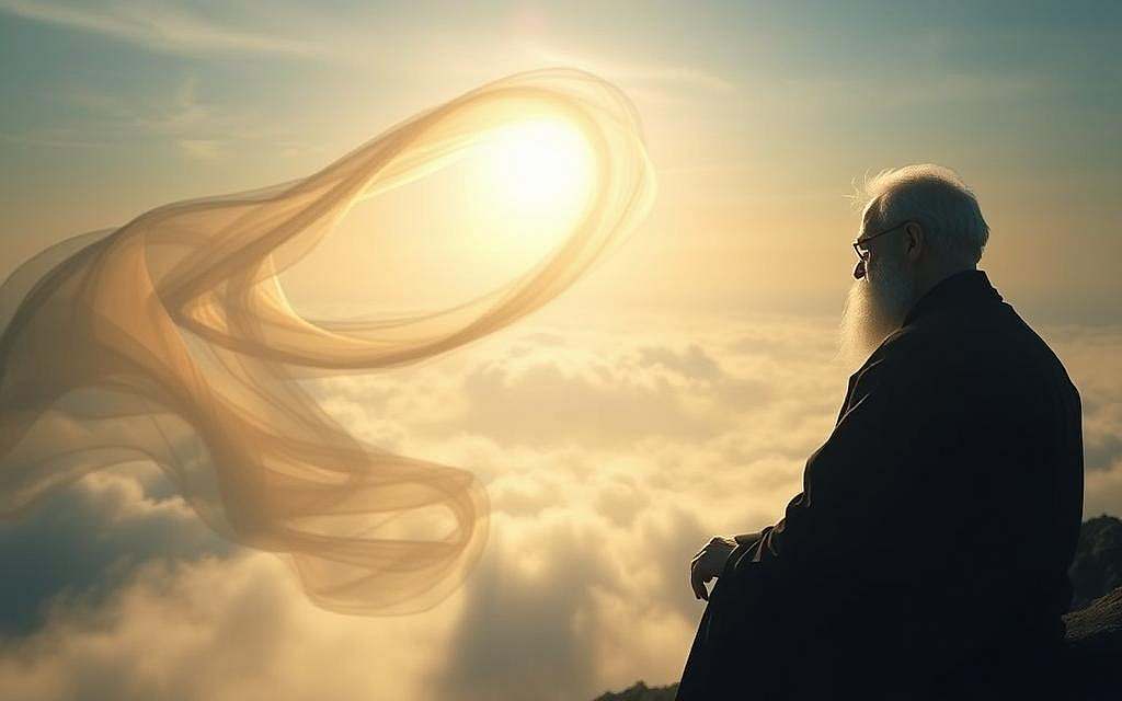 A transcendent philosophical landscape, bathed in soft, ethereal light. In the foreground, a pensive figure representing Husserl, deep in contemplation, surrounded by abstract geometric forms symbolizing the structures of consciousness. The middle ground features a swirling, ethereal veil, hinting at the elusive nature of subjective experience. In the background, a distant horizon line, blurred and indistinct, suggests the limits of the knowable. The scene conveys a sense of contemplation, introspection, and the search for the essential nature of being.