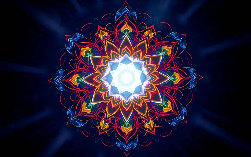 A vibrant mandala of intertwined chakras, each pulsing with a spectrum of color, radiates a captivating energy. In the center, a glowing orb of white light, representing the union of spirit and sensuality, casts a soft, ethereal glow. Swirling tendrils of crimson, amber, and ebony intertwine, symbolizing the intricate dance of Tantric love. The composition is framed by a velvety, indigo backdrop, evoking the mysteries of the subconscious. Delicate rays of moonlight filter through, casting a serene, mystical atmosphere. The image invokes a sense of sacred, sensual awakening, inviting the viewer to explore the depths of their own chakras and sexual energy.