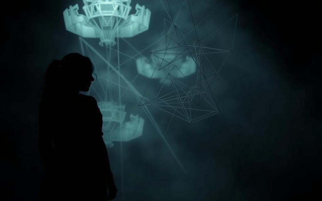 A dimly lit scene depicting the intersection of gender discrimination with other forms of bias. In the foreground, a shadowy figure representing the diverse experiences of marginalized individuals, their identity obscured by the overlapping layers of oppression. In the middle ground, abstract visual metaphors for the complex web of societal prejudices - intersecting lines, fragmented shapes, and muted colors. The background is shrouded in a hazy, dreamlike atmosphere, conveying the pervasive, systemic nature of this issue. The lighting is somber, with pockets of stark contrast, highlighting the severity and gravity of the subject matter. The overall composition evokes a sense of unease, struggle, and the urgent need for deeper understanding and change.