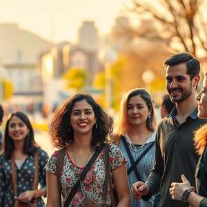 A serene and inclusive scene showcasing the integration of individuals with Asperger's Syndrome into society. In the foreground, a group of diverse people interact harmoniously, their expressions radiating acceptance and understanding. The middle ground features a vibrant public space, with accessible architectural elements and inclusive signage. In the background, a softly-lit cityscape symbolizes a welcoming and progressive community, embracing neurodiversity. The lighting is warm and natural, captured through a wide-angle lens to convey a sense of openness and belonging. This image aims to inspire hope and highlight the importance of creating an inclusive world that celebrates the unique perspectives of those with Asperger's Syndrome.