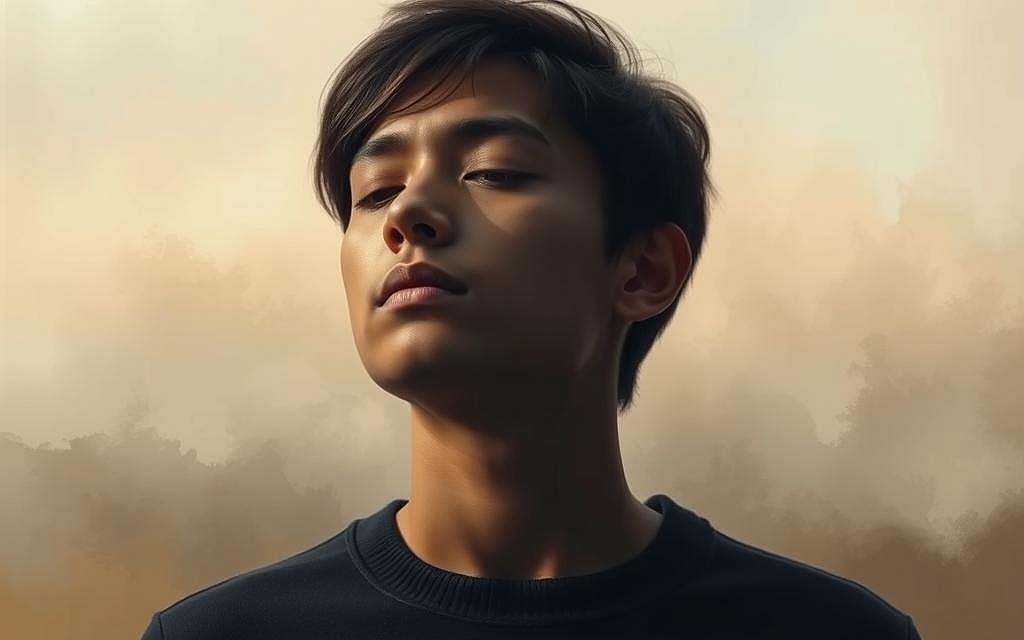 A serene, introspective portrait of a person's emotional landscape. Soft, warm lighting highlights the subject's pensive expression, their eyes closed in deep contemplation. The background is a tranquil, abstract scene of muted tones and gentle brushstrokes, evoking a sense of emotional depth and self-awareness. The composition is balanced, with the subject placed centrally, surrounded by an aura of thoughtfulness and inner reflection. The overall mood is one of calm, thoughtful introspection, capturing the essence of emotional intelligence and the profound connections within our inner world. A serene, introspective portrait of a person's emotional landscape. Soft, warm lighting highlights the subject's pensive expression, their eyes closed in deep contemplation. The background is a tranquil, abstract scene of muted tones and gentle brushstrokes, evoking a sense of emotional depth and self-awareness. The composition is balanced, with the subject placed centrally, surrounded by an aura of thoughtfulness and inner reflection. The overall mood is one of calm, thoughtful introspection, capturing the essence of emotional intelligence and the profound connections within our inner world.