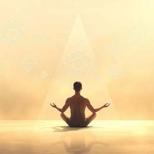 A serene, tranquil scene featuring a person sitting in a meditative pose, surrounded by floating, translucent geometric shapes and symbols representing transformative beliefs. Soft, warm lighting bathes the scene, creating a sense of introspection and inner illumination. The background is hazy, with a subtle gradient that evokes a sense of expansiveness and the boundless nature of the mind. The overall composition is balanced and harmonious, guiding the viewer's attention to the central figure and the process of transforming limiting beliefs.