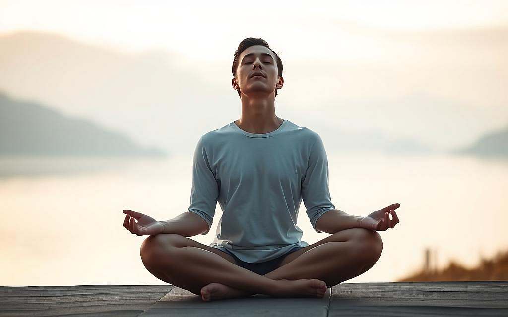 A tranquil scene of a person practicing deep, controlled breathing exercises. The subject is seated in a comfortable, cross-legged position, eyes closed, and hands resting gently on their lap. The lighting is soft and diffused, casting a warm, soothing glow on the scene. The background is a minimalist, serene landscape, perhaps a mountain vista or a serene lake, conveying a sense of calm and peacefulness. The overall mood is one of relaxation, mental clarity, and emotional balance, reflecting the restorative power of the breathing techniques. The composition is well-balanced, with the subject occupying the central focus, surrounded by the calming environment. The image aims to visually represent the "Atemtechniken zur sofortigen Beruhigung" section of the article, inspiring the viewer to find inner peace and emotional freedom through the practice of mindful breathing. A tranquil scene of a person practicing deep, controlled breathing exercises. The subject is seated in a comfortable, cross-legged position, eyes closed, and hands resting gently on their lap. The lighting is soft and diffused, casting a warm, soothing glow on the scene. The background is a minimalist, serene landscape, perhaps a mountain vista or a serene lake, conveying a sense of calm and peacefulness. The overall mood is one of relaxation, mental clarity, and emotional balance, reflecting the restorative power of the breathing techniques. The composition is well-balanced, with the subject occupying the central focus, surrounded by the calming environment. The image aims to visually represent the "Atemtechniken zur sofortigen Beruhigung" section of the article, inspiring the viewer to find inner peace and emotional freedom through the practice of mindful breathing.
