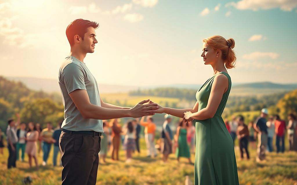 A vibrant and harmonious scene depicting the concept of gender equality. In the foreground, two figures - one masculine, one feminine - stand side by side, their hands clasped together in a symbol of unity and mutual respect. Their expressions convey a sense of determination and shared purpose. The middle ground features a diverse array of people from all walks of life, engaged in various activities that represent the breadth of human experience, free from gender-based biases or constraints. In the background, a serene landscape with lush greenery and a clear, open sky, signifying the tranquility and balance that can be achieved through the realization of true gender justice. Soft, warm lighting casts a gentle glow over the entire scene, creating an atmosphere of harmony and inclusivity.
