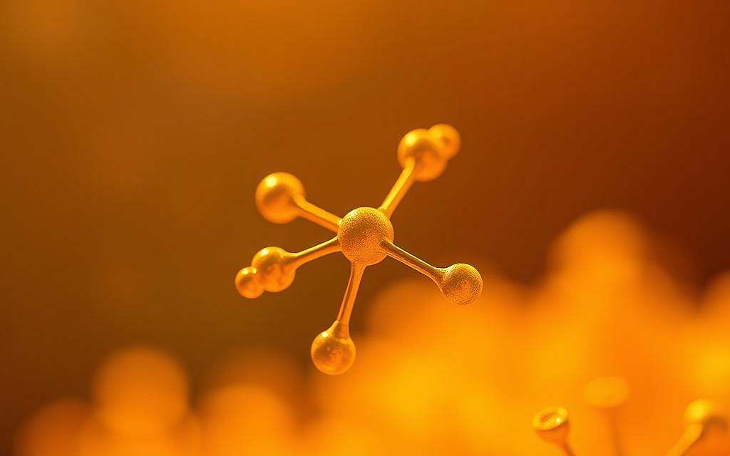 A vibrant, high-resolution close-up of a glucosinolate molecule, cast in warm, golden lighting and captured with a shallow depth of field. The molecule is centered, its intricate structure and chemical bonds clearly visible, conveying a sense of scientific beauty and complexity. The background is a soft, blurred gradient, allowing the molecule to stand out prominently. The overall scene evokes a sense of awe and wonder, reflecting the remarkable properties and potential health benefits of this important phytochemical.