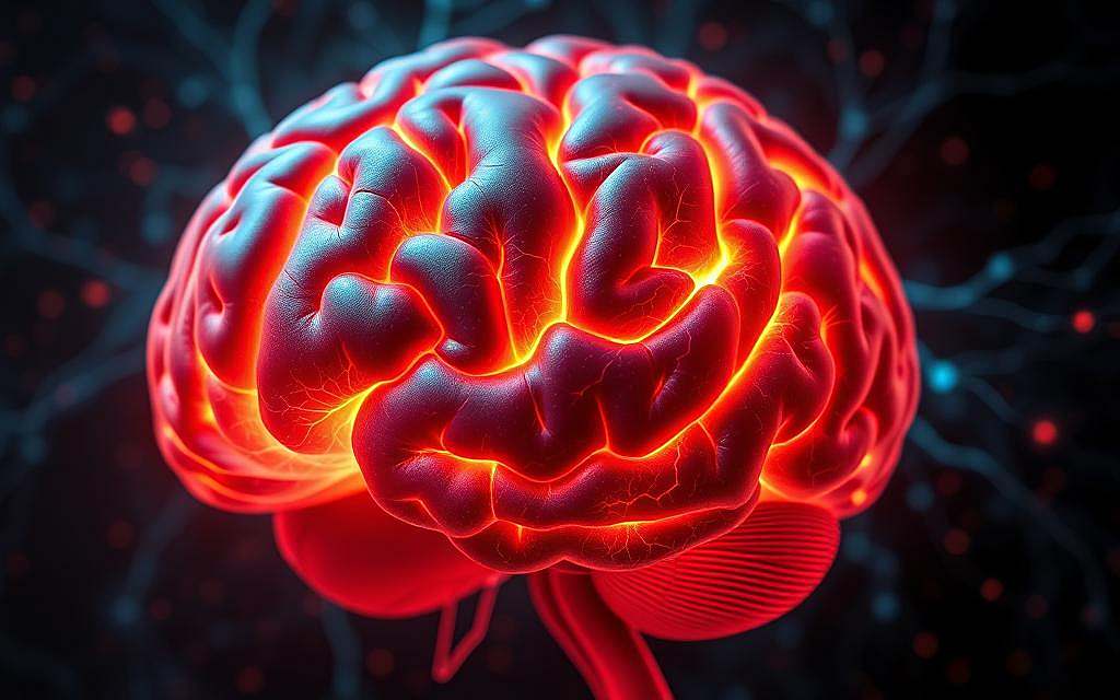 An emotional and intricate brain, its intricate neural pathways pulsing with vivid colors and dynamic energy. The foreground showcases the limbic system, the emotional control center, rendered in shades of red and orange, conveying the intensity of our feelings. The middle ground features the cerebral cortex, the rational decision-making region, depicted in cool blues and greens, symbolizing the interplay between emotion and reason. In the background, the brain's network of synapses crackle with electric activity, capturing the constant flow of information that shapes our psychological experiences. Dramatic lighting casts dramatic shadows, evoking the depth and complexity of the human psyche. Captured through a wide-angle lens, the image offers a comprehensive and captivating view of the emotional brain. An emotional and intricate brain, its intricate neural pathways pulsing with vivid colors and dynamic energy. The foreground showcases the limbic system, the emotional control center, rendered in shades of red and orange, conveying the intensity of our feelings. The middle ground features the cerebral cortex, the rational decision-making region, depicted in cool blues and greens, symbolizing the interplay between emotion and reason. In the background, the brain's network of synapses crackle with electric activity, capturing the constant flow of information that shapes our psychological experiences. Dramatic lighting casts dramatic shadows, evoking the depth and complexity of the human psyche. Captured through a wide-angle lens, the image offers a comprehensive and captivating view of the emotional brain.