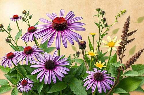Echinacea purpurea, Katzenkralle, Uncaria tomentosa, Astragalus membranaceus