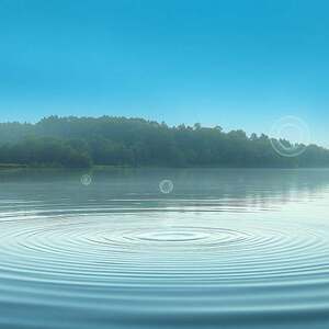 A serene, ethereal landscape depicting the intricate connection between water and consciousness. In the foreground, a tranquil pond reflects the sky above, its surface rippling with a subtle, hypnotic pattern. Floating amidst the water, glowing orbs of energy represent the conscious awareness that permeates the element. In the middle ground, a lush, verdant forest frames the scene, suggesting the natural harmony between water, life, and the unseen forces of the mind. The background is a soft, dreamlike gradient of blues and greens, evoking a sense of transcendent, holistic understanding. The lighting is soft and diffused, creating a sense of warmth and mysticism. The overall composition and atmosphere invite the viewer to contemplate the profound interconnectedness of water, health, and the depths of human consciousness.
