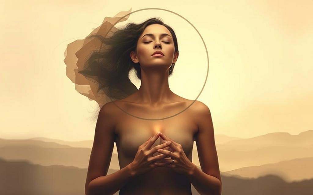 A serene, introspective portrait depicting the interplay of masculine and feminine energies within the human psyche. In the foreground, a figure stands with eyes closed, hands clasped, embodying a sense of emotional intelligence and inner balance. The figure is rendered in warm, soft tones, with a subtle glow illuminating their features. In the middle ground, abstract forms suggest the dynamic tension and flow between opposing forces - the yin and yang of gender. The background fades into a dreamlike, ethereal landscape, hinting at the universal, transcendent nature of emotional intelligence that exists beyond the limits of gender. A serene, introspective portrait depicting the interplay of masculine and feminine energies within the human psyche. In the foreground, a figure stands with eyes closed, hands clasped, embodying a sense of emotional intelligence and inner balance. The figure is rendered in warm, soft tones, with a subtle glow illuminating their features. In the middle ground, abstract forms suggest the dynamic tension and flow between opposing forces - the yin and yang of gender. The background fades into a dreamlike, ethereal landscape, hinting at the universal, transcendent nature of emotional intelligence that exists beyond the limits of gender.