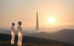 A thoughtful, serene landscape depicting the intersection of ethics and artificial intelligence. In the foreground, a trio of abstract humanoid figures made of soft, glowing light, representing the principles of beneficence, non-maleficence, and autonomy. In the middle ground, a towering, faceted structure of gleaming chrome, symbolic of the rapid advancement of AI technology. The background features a hazy, dreamlike horizon, with a diffuse light source casting a warm, contemplative glow over the entire scene. The composition conveys a sense of balance, harmony, and the careful consideration required to develop AI systems guided by ethical frameworks.