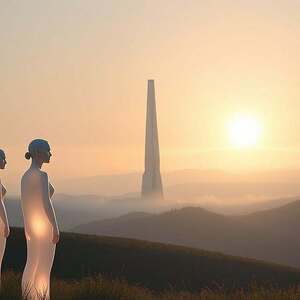 A thoughtful, serene landscape depicting the intersection of ethics and artificial intelligence. In the foreground, a trio of abstract humanoid figures made of soft, glowing light, representing the principles of beneficence, non-maleficence, and autonomy. In the middle ground, a towering, faceted structure of gleaming chrome, symbolic of the rapid advancement of AI technology. The background features a hazy, dreamlike horizon, with a diffuse light source casting a warm, contemplative glow over the entire scene. The composition conveys a sense of balance, harmony, and the careful consideration required to develop AI systems guided by ethical frameworks.