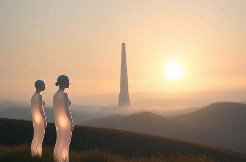 A thoughtful, serene landscape depicting the intersection of ethics and artificial intelligence. In the foreground, a trio of abstract humanoid figures made of soft, glowing light, representing the principles of beneficence, non-maleficence, and autonomy. In the middle ground, a towering, faceted structure of gleaming chrome, symbolic of the rapid advancement of AI technology. The background features a hazy, dreamlike horizon, with a diffuse light source casting a warm, contemplative glow over the entire scene. The composition conveys a sense of balance, harmony, and the careful consideration required to develop AI systems guided by ethical frameworks.
