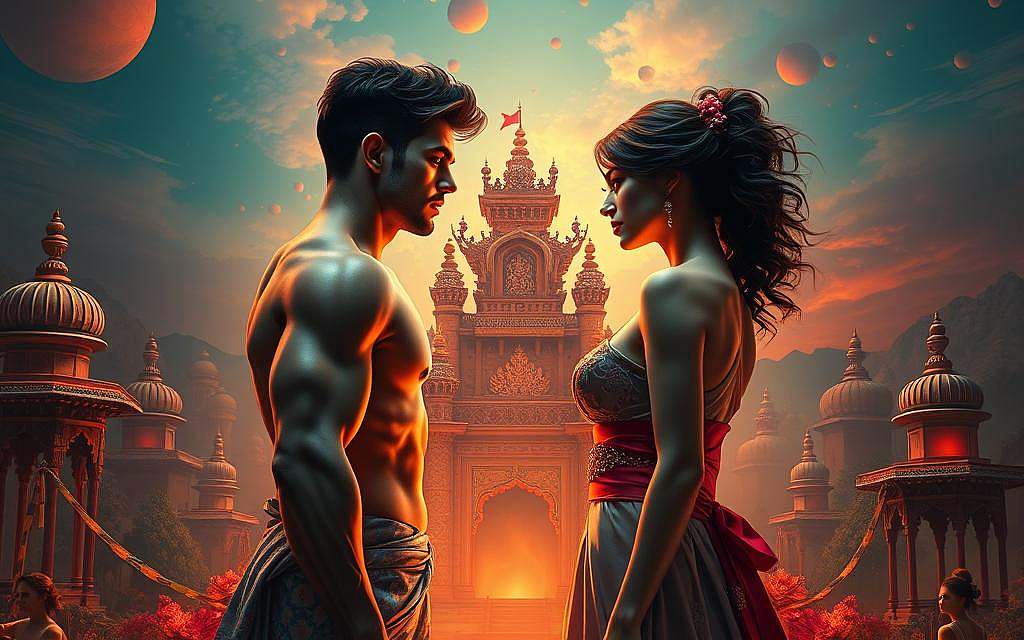 A vibrant, evocative scene showcasing the interplay between masculinity and femininity. In the foreground, two figures - one with chiseled features and a commanding presence, the other with soft, graceful curves - stand facing each other, their bodies language expressing both tension and harmony. The middle ground is a rich tapestry of cultural symbols, from traditional dress to ornate architectural details, hinting at the deep-rooted societal influences that shape our perceptions of gender. The background is a dreamy, ethereal landscape, with hues that shift and blend, suggesting the fluidity and complexity of gender identity. The lighting is warm and intimate, casting a contemplative, introspective mood over the scene. A vibrant, evocative scene showcasing the interplay between masculinity and femininity. In the foreground, two figures - one with chiseled features and a commanding presence, the other with soft, graceful curves - stand facing each other, their bodies language expressing both tension and harmony. The middle ground is a rich tapestry of cultural symbols, from traditional dress to ornate architectural details, hinting at the deep-rooted societal influences that shape our perceptions of gender. The background is a dreamy, ethereal landscape, with hues that shift and blend, suggesting the fluidity and complexity of gender identity. The lighting is warm and intimate, casting a contemplative, introspective mood over the scene.