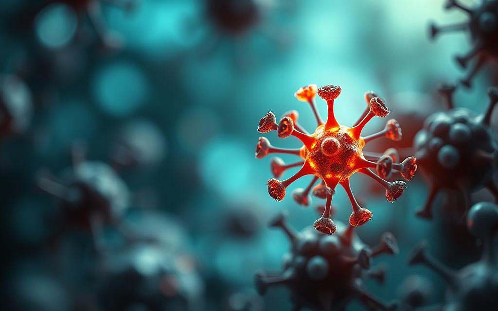 A molecular depiction of NAD (Nicotinamide adenine dinucleotide) interacting within a cellular environment, illustrating the aging process. In the foreground, a vibrant, glowing NAD molecule stands out, intricately detailed with a dynamic structure, symbolizing energy and vitality. The middle ground features aged cells, depicted with subtle signs of wear and aging, such as reduced activity and faded colors. In the background, a blurred gradient of blues and greens conveys a sense of depth and life, suggesting a healthy environment. Soft, diffused lighting highlights the NAD molecule, creating a sense of illumination, while shadows emphasize the aging cells. The mood should feel contemplative yet hopeful, capturing the essence of life's energy intertwined with the aging process. A molecular depiction of NAD (Nicotinamide adenine dinucleotide) interacting within a cellular environment, illustrating the aging process. In the foreground, a vibrant, glowing NAD molecule stands out, intricately detailed with a dynamic structure, symbolizing energy and vitality. The middle ground features aged cells, depicted with subtle signs of wear and aging, such as reduced activity and faded colors. In the background, a blurred gradient of blues and greens conveys a sense of depth and life, suggesting a healthy environment. Soft, diffused lighting highlights the NAD molecule, creating a sense of illumination, while shadows emphasize the aging cells. The mood should feel contemplative yet hopeful, capturing the essence of life's energy intertwined with the aging process.