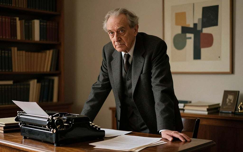 A contemplative portrait of Theodor W. Adorno, depicted as an elderly man with distinctive features: deep-set eyes and a thoughtful expression. He stands in a dimly lit, minimalist study filled with bookshelves under soft, warm lighting, casting gentle shadows. In the foreground, a vintage wooden desk holds scattered papers and an old typewriter, symbolizing his intellectual rigor. In the middle, Adorno leans slightly forward, dressed in a professional suit, as if engaged in profound thought. The background features abstract art and philosophical texts, creating an atmosphere of critical theory and societal reflection. The overall mood is serious and introspective, inviting viewers to ponder complex philosophical concepts. A contemplative portrait of Theodor W. Adorno, depicted as an elderly man with distinctive features: deep-set eyes and a thoughtful expression. He stands in a dimly lit, minimalist study filled with bookshelves under soft, warm lighting, casting gentle shadows. In the foreground, a vintage wooden desk holds scattered papers and an old typewriter, symbolizing his intellectual rigor. In the middle, Adorno leans slightly forward, dressed in a professional suit, as if engaged in profound thought. The background features abstract art and philosophical texts, creating an atmosphere of critical theory and societal reflection. The overall mood is serious and introspective, inviting viewers to ponder complex philosophical concepts.