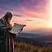 A mystical and ancient setting inspired by the themes of the "Brief Henochs ethische Weisungen." In the foreground, depict a wise, elderly figure, dressed in modest, flowing robes, holding a scroll filled with ethereal symbols of ethical guidance. In the middle ground, show an open, lush landscape with faint outlines of hills, symbolizing the journey of moral understanding. The background features a celestial sky at dusk, filled with vibrant hues of purple and gold, illuminating the scene with a divine glow. Soft, radiant light cascades from above, creating a serene atmosphere that evokes contemplation and reverence. The composition should have a gentle focus, allowing the viewer to feel the weight of wisdom and prophetic admonition in the air.