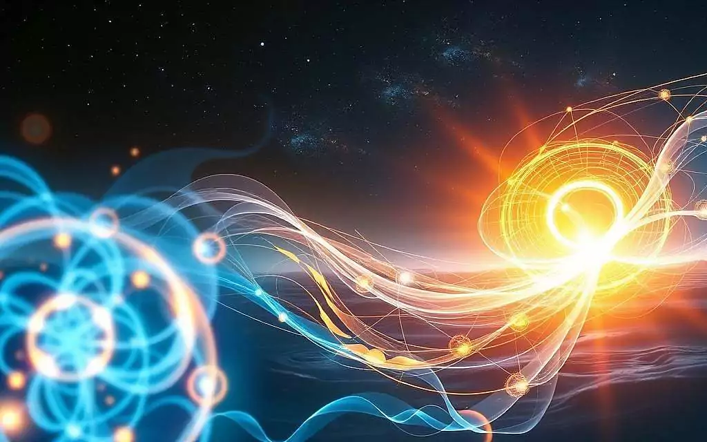 A mystical representation of "Vril-Kraft universelle Energie," featuring an ethereal energy source in the foreground, depicted as glowing, swirling orbs of light in vibrant hues of blue and gold. In the middle ground, an abstract representation of natural forces, such as flowing water, wind currents, and geometric shapes, harmoniously intertwine, symbolizing the universal energy. The background showcases a cosmic landscape with stars and nebulae, creating a sense of infinity and depth. Soft, radiant lighting illuminates the scene, casting subtle shadows that enhance the energy flow. The overall mood is mystical and inspiring, evoking a sense of wonder about the unseen forces that shape reality, captured from a slightly angled perspective to emphasize the dynamism of the energy. A mystical representation of "Vril-Kraft universelle Energie," featuring an ethereal energy source in the foreground, depicted as glowing, swirling orbs of light in vibrant hues of blue and gold. In the middle ground, an abstract representation of natural forces, such as flowing water, wind currents, and geometric shapes, harmoniously intertwine, symbolizing the universal energy. The background showcases a cosmic landscape with stars and nebulae, creating a sense of infinity and depth. Soft, radiant lighting illuminates the scene, casting subtle shadows that enhance the energy flow. The overall mood is mystical and inspiring, evoking a sense of wonder about the unseen forces that shape reality, captured from a slightly angled perspective to emphasize the dynamism of the energy.