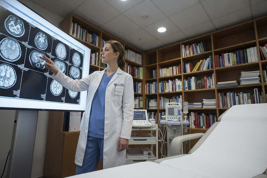 A clinical setting focused on the treatment methods for Gadolinium damage. In the foreground, a medical professional in a lab coat, with European features, is attentively examining a set of MRI scans illuminated by soft overhead lighting. In the middle, a consultation area with a modern treatment table and medical equipment, reflecting a state-of-the-art facility. The background features shelves of medical textbooks and research studies on Gadolinium toxicity, adding depth and context. The atmosphere is serious yet hopeful, emphasizing the importance of healing and professional care. The angle is slightly below eye level for a dynamic perspective, capturing the professionalism and dedication of healthcare providers in addressing Gadolinium-related health issues. A clinical setting focused on the treatment methods for Gadolinium damage. In the foreground, a medical professional in a lab coat, with European features, is attentively examining a set of MRI scans illuminated by soft overhead lighting. In the middle, a consultation area with a modern treatment table and medical equipment, reflecting a state-of-the-art facility. The background features shelves of medical textbooks and research studies on Gadolinium toxicity, adding depth and context. The atmosphere is serious yet hopeful, emphasizing the importance of healing and professional care. The angle is slightly below eye level for a dynamic perspective, capturing the professionalism and dedication of healthcare providers in addressing Gadolinium-related health issues.