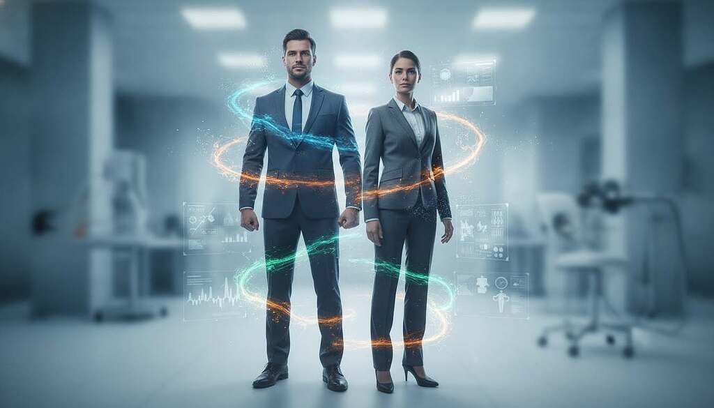 A conceptual illustration of an "abwehrsystem" (defense system) represented metaphorically as a human silhouette surrounded by vibrant, flowing streams of colorful light, symbolizing immunity and resilience. In the foreground, the silhouette is depicted in a strong, upright posture, dressed in professional business attire, exuding confidence and strength. In the middle ground, swirling patterns of energy in blue, green, and gold represent various immune responses, merging and interacting around the figure. The background features a soft-focus, abstract depiction of a modern laboratory setting with hints of scientific imagery, contributing to a high-tech atmosphere. The lighting is bright, yet soft, highlighting the silhouette while creating a dynamic interplay of shadows and light that evokes a sense of hope and innovation. The overall mood is inspiring, conveying the concept of an evolving understanding of immunity. A conceptual illustration of an "abwehrsystem" (defense system) represented metaphorically as a human silhouette surrounded by vibrant, flowing streams of colorful light, symbolizing immunity and resilience. In the foreground, the silhouette is depicted in a strong, upright posture, dressed in professional business attire, exuding confidence and strength. In the middle ground, swirling patterns of energy in blue, green, and gold represent various immune responses, merging and interacting around the figure. The background features a soft-focus, abstract depiction of a modern laboratory setting with hints of scientific imagery, contributing to a high-tech atmosphere. The lighting is bright, yet soft, highlighting the silhouette while creating a dynamic interplay of shadows and light that evokes a sense of hope and innovation. The overall mood is inspiring, conveying the concept of an evolving understanding of immunity.